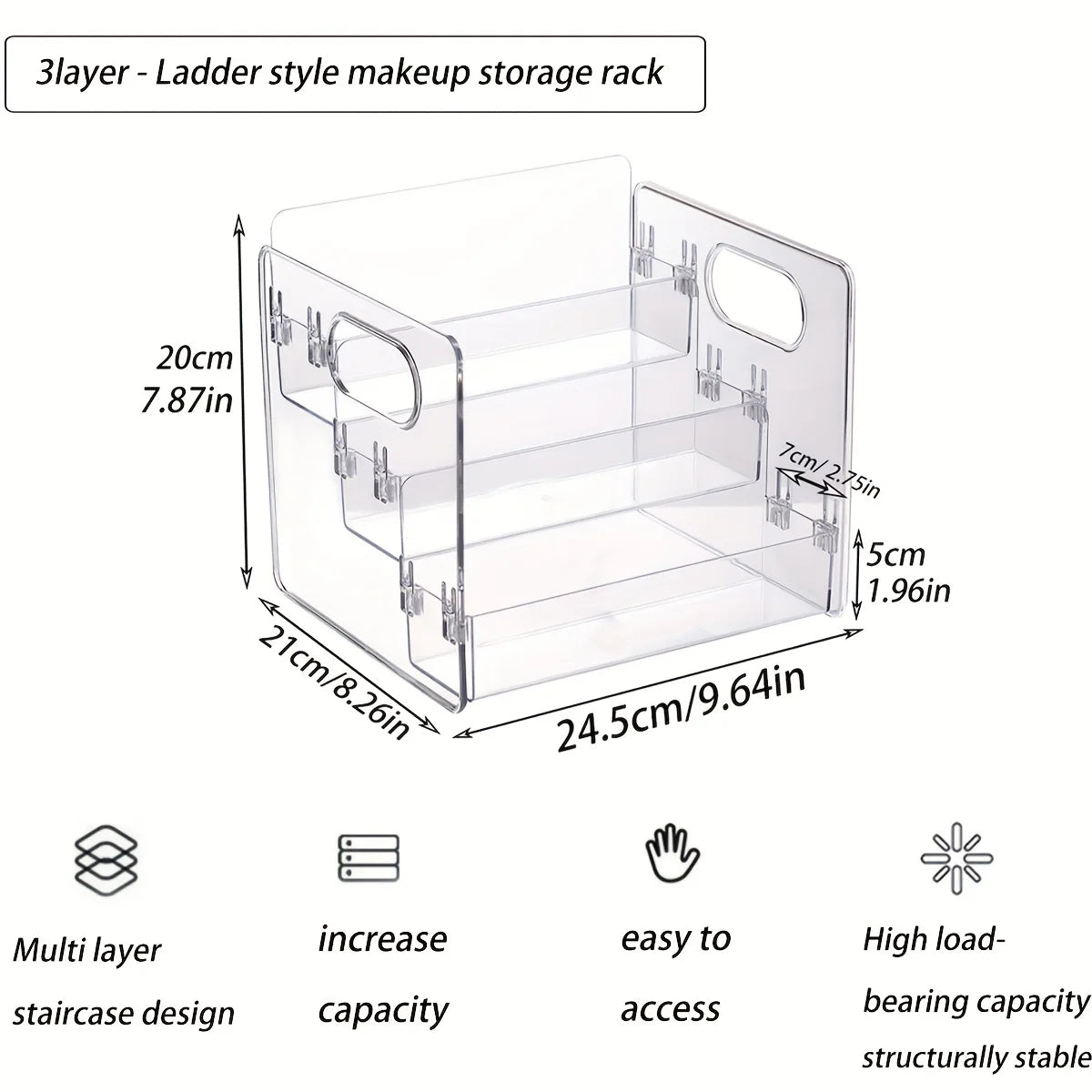 1pc 3-layer Acrylic Buckle Perfume Storage Rack Portable Desktop Perfume Cosmetics Display Rack Stepped Dresser Storage Rack Oasis Select 3layer-perfume rack