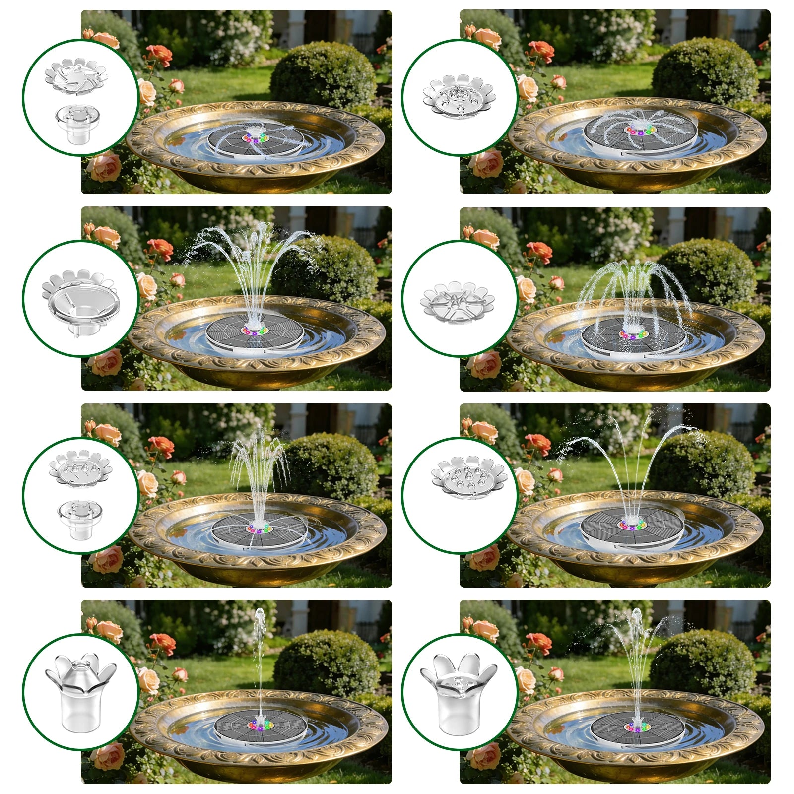 6.5W Solar Water Fountain with LED Colorful Lights & 3000mAh Battery, DIY Solar Bird Bath Fountain Pump, For Bird Bath Garden Oasis Select