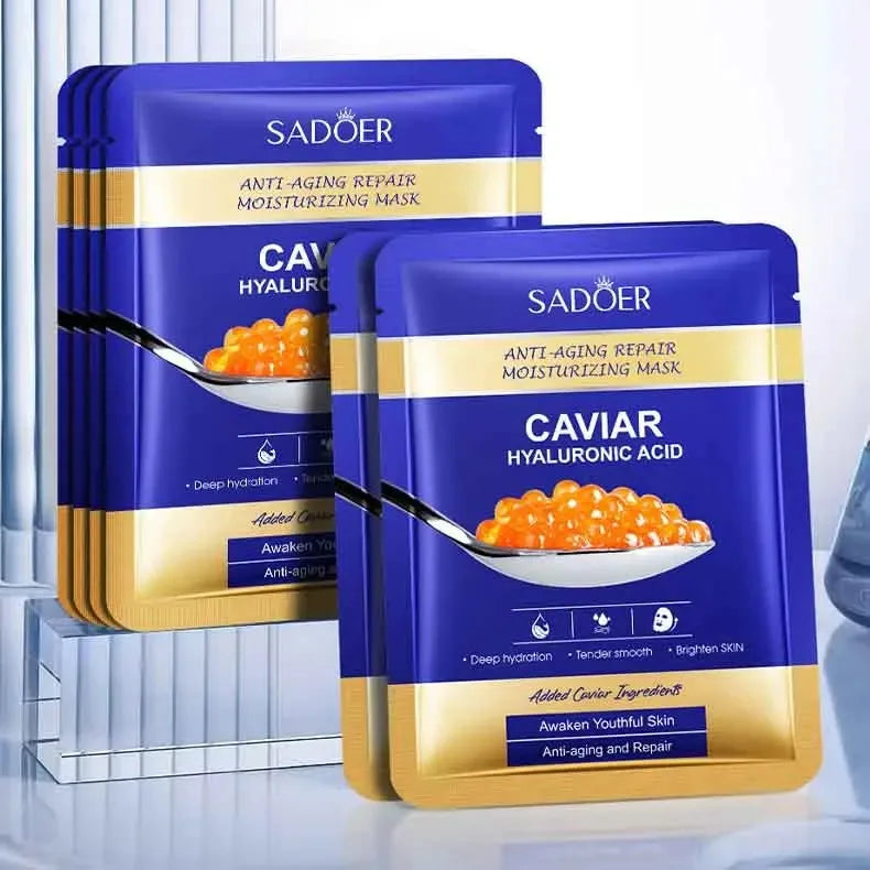 Sadoer Caviar & Hyaluronic Acid Face Masks – 5 Pack