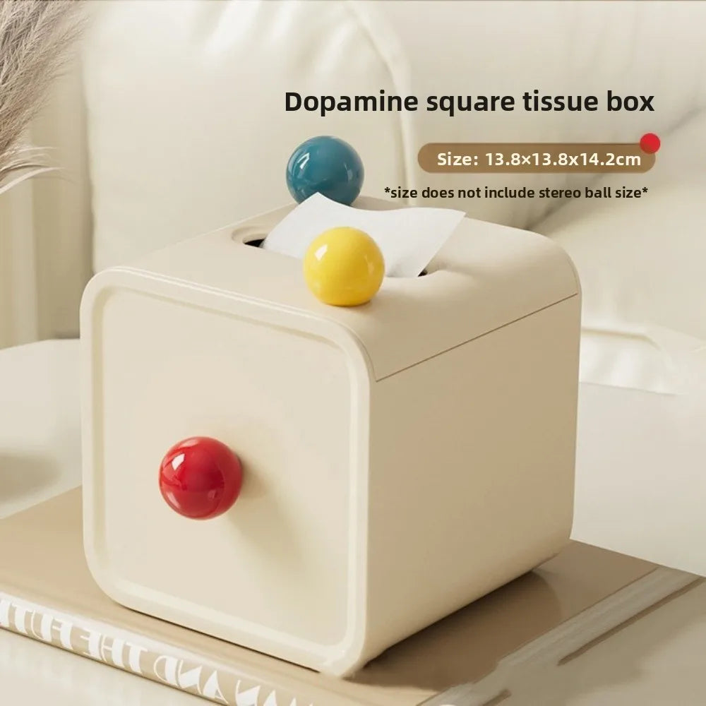 Fashion Dopamine Tissue Box Creative Desktop Dining Table Storage Holder Roll Paper Towel Napkin Box Office Living Room Oasis Select