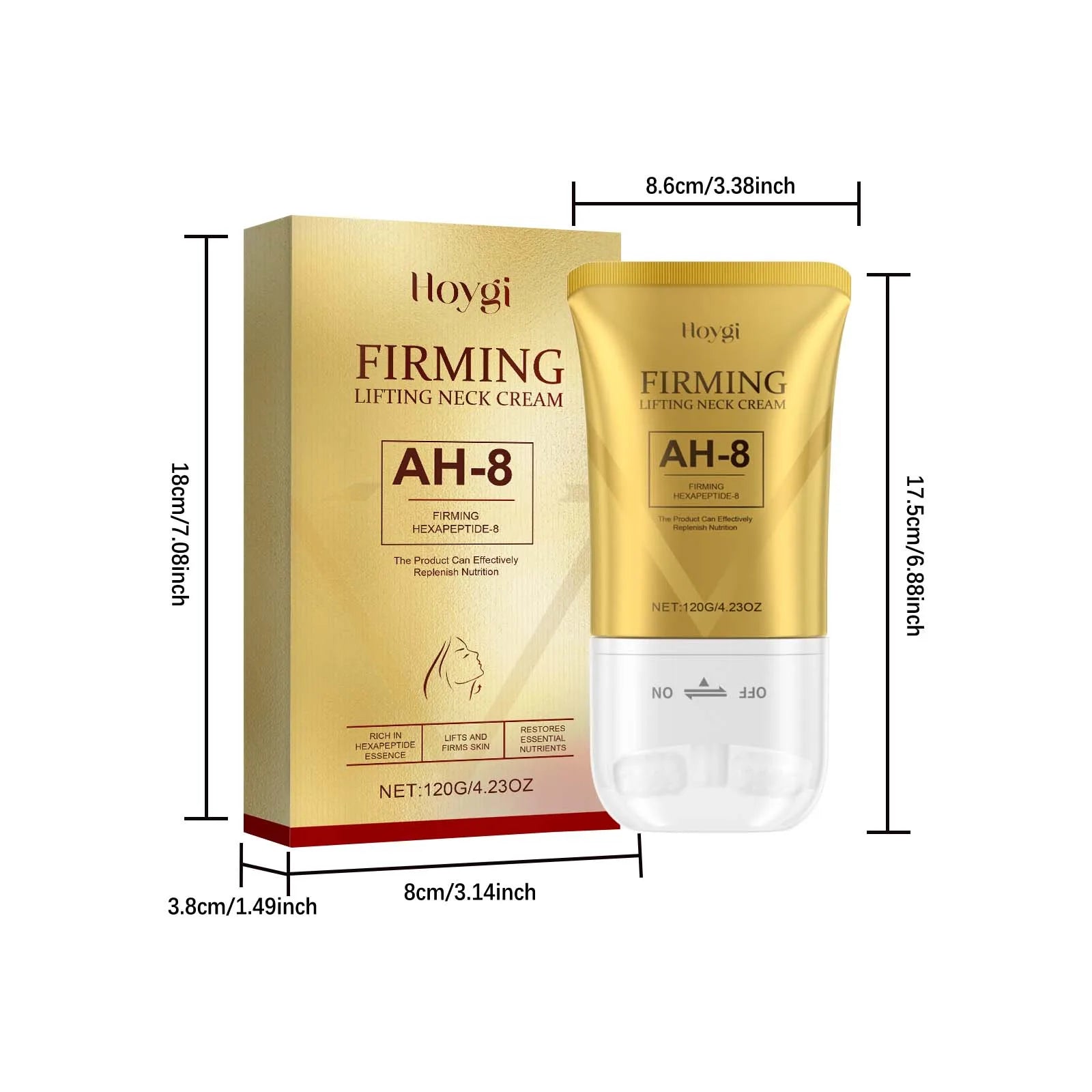 AH-8 Neck Firming Roller Cream Moisturizing Lifting Brighten Skin Fades Fine Lines Reduce Double Chin Massage Firm Neck Cream Oasis Select