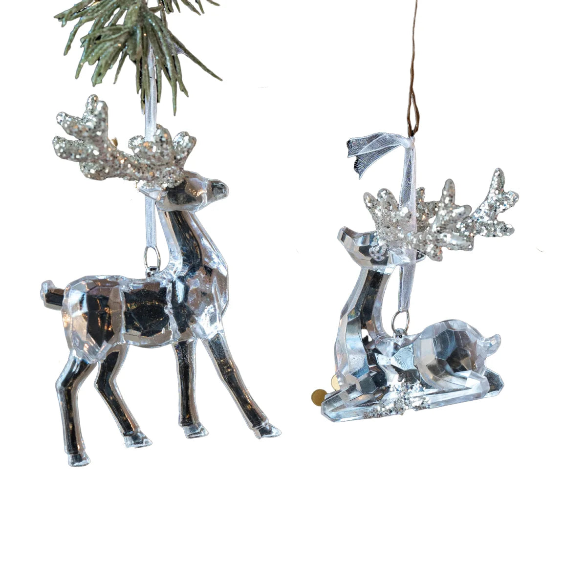 Christmas Tree Pendant Decoration Clear Acrylic Angel Deer Light Luxury Hanging Ornament Christmas Decoration Oasis Select