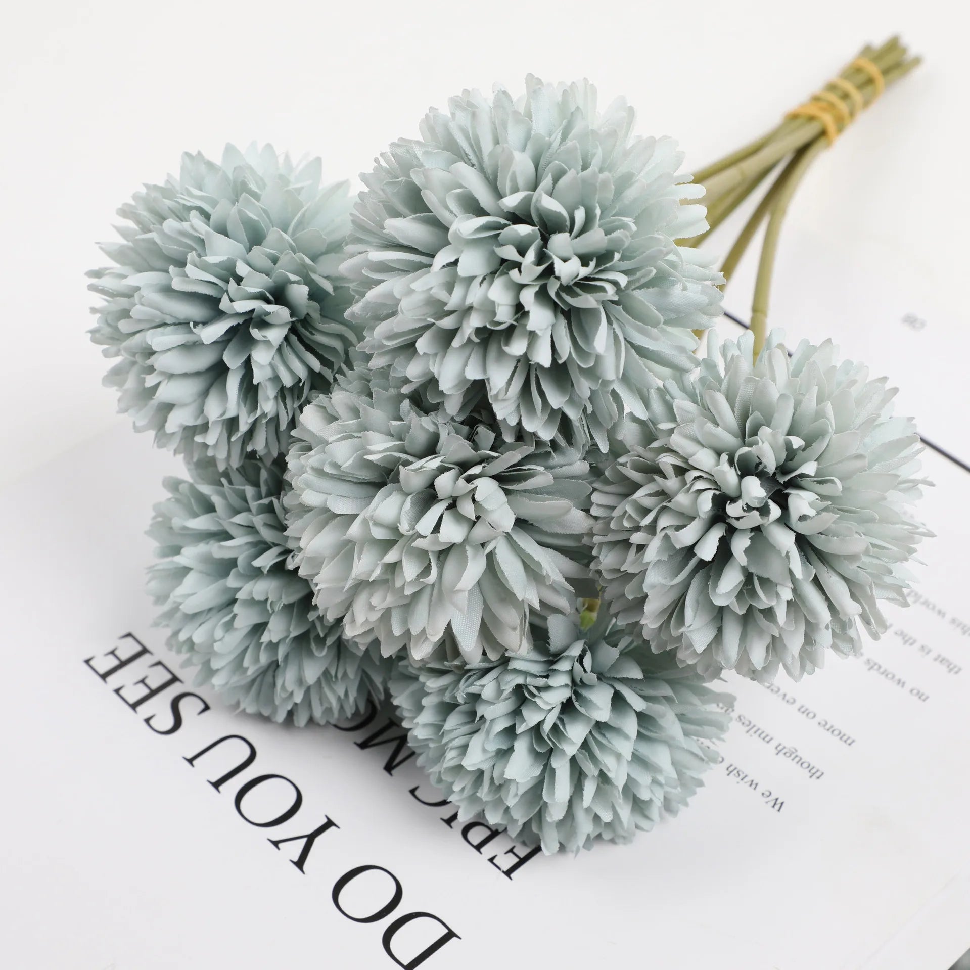 6 Piece Hydrangea Artificial Flower Bouquet Boho Wedding Home Bedroom Decor Craft Vase Arrangement Decorative Accessories Oasis Select blue