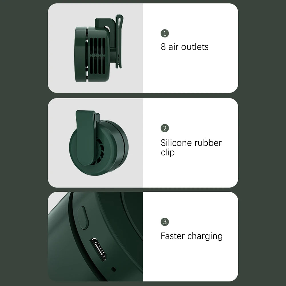Portable Clip-On Waist Fan | USB Rechargeable 3-Speed Mini Fan Portable Clip Fan Oasis Select