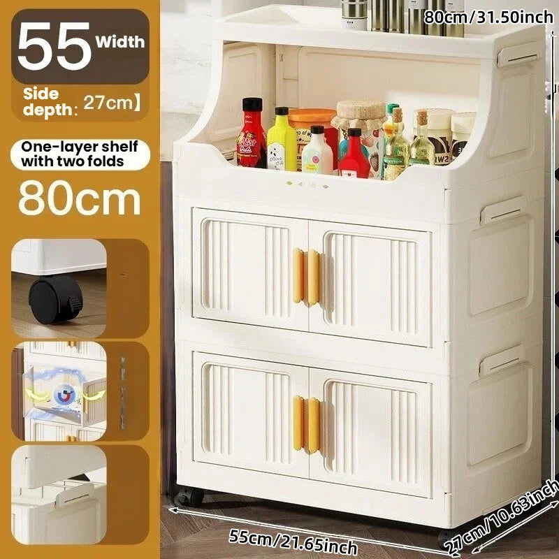 Home high-end appearance storage cabinet, bedroom bedside table, kitchen multi-level foldable storage rack Oasis Select 3 layers-white