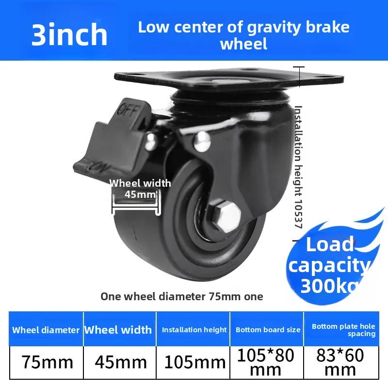 1.5/2/3inch Heavy Duty Swivel Castor Trolley Wheels Furniture Rotatable Caster with Safety Lock Brake for Table Chair Sofa Oasis Select 3 inch L