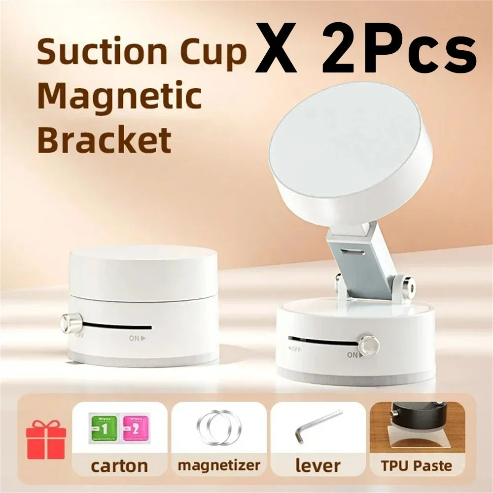 Magnetic Mobile Phone More Portable Vacuum Bracket Adjustable Double-Sided Suction Cup Holder Lazy Stand For All Smartphone Oasis Select White 2pcs