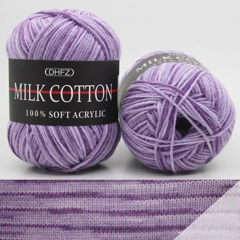 3 Strand Gradient Dyed Milk Cotton Yarn Soft Knitting Material Balls For Handmade Sweater Crochet And DIY Woven Craft Projects Oasis Select Purple