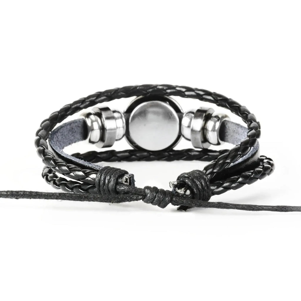 Zodiac Constellation Leather Bracelet – Glass Dome Charm Unisex