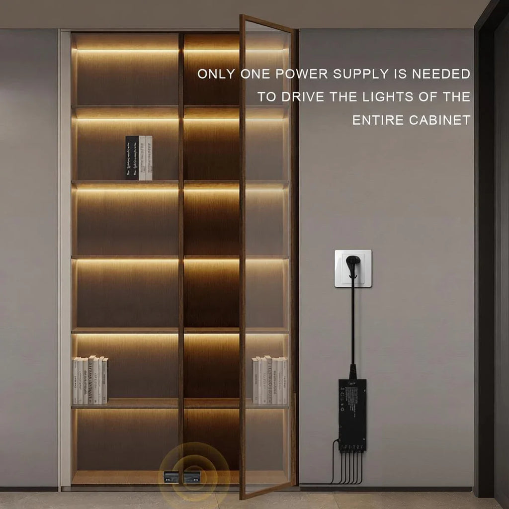 Door Sensor Switch Full Set Black LED Strip Light Power Kit Easy to Conceal,12V PCB COB Tape For Kitchen Cabinet Wardrobes Decor Oasis Select