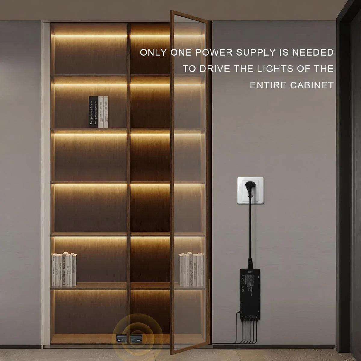Door Sensor Switch Full Set Black LED Strip Light Power Kit Easy to Conceal,12V PCB COB Tape For Kitchen Cabinet Wardrobes Decor Oasis Select