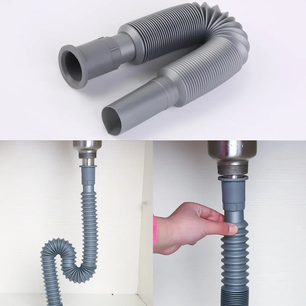 Extendable Sink Drain Hose Washbasin Drain Hose Pipe Standard Head 80-90cm Flexible Plastic Pipe Bathroom Kitchen Accessories Oasis Select