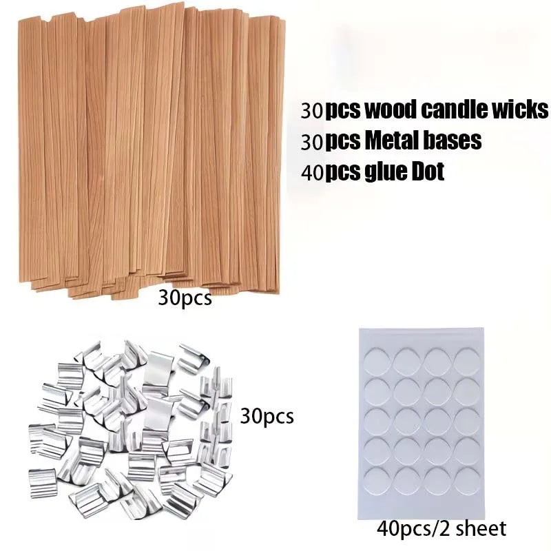 DIY Candle Making Kit – Wood Wicks, Metal Stands & Glue Dots