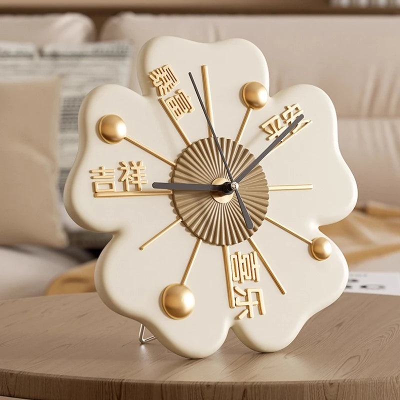 Lucky Flower Clock Ornament Entrance Hall Desktop Home Living Room Entrance Hall Bedroom Clock Decoration Table Clock Oasis Select