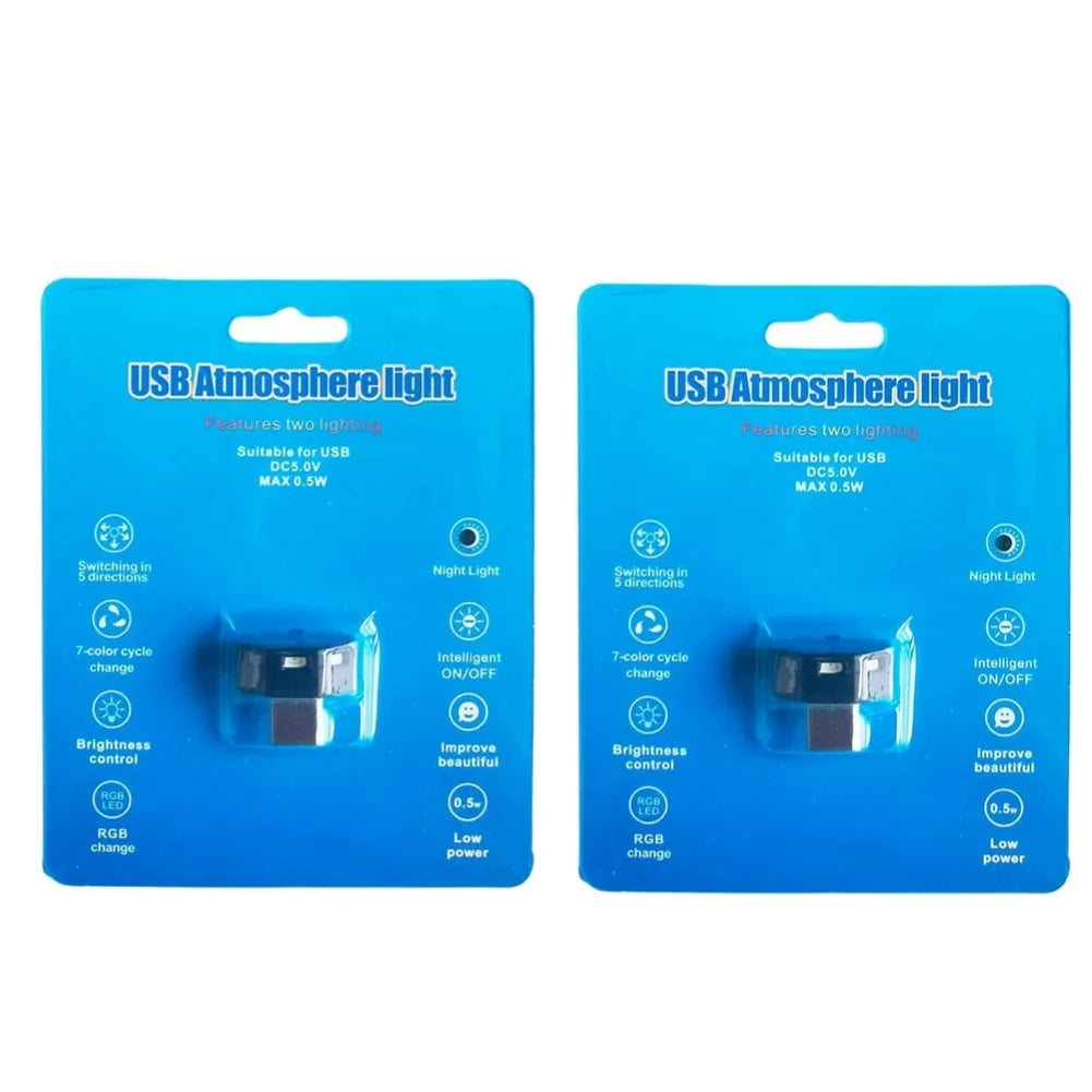 RGB USB-C Car Ambient Light – 8 Colors, Auto Sensor & Memory Car Ambient Light Oasis Select 2pcs