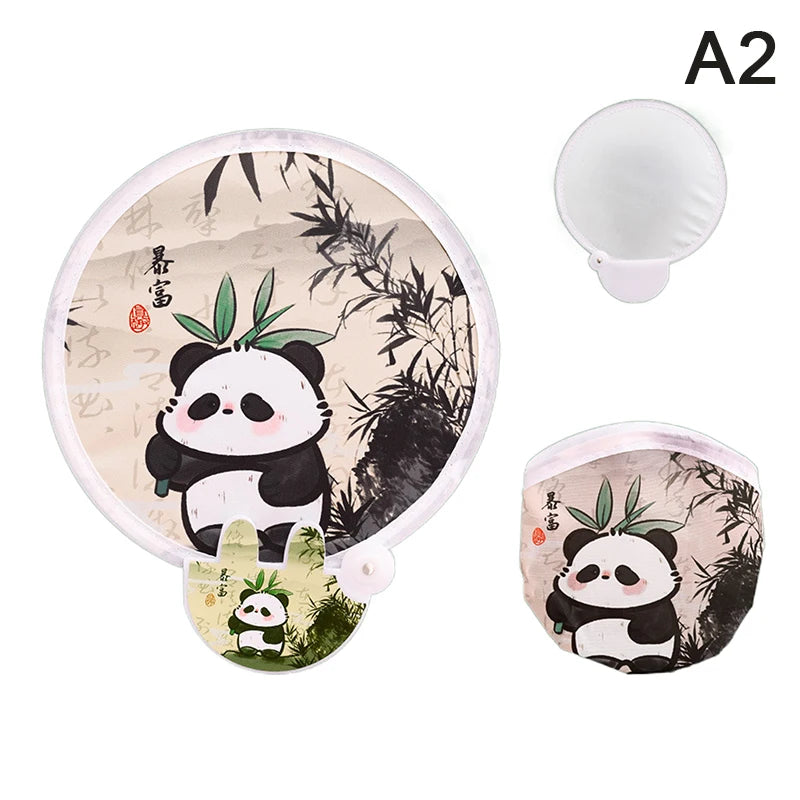 Portable Cartoon Folding Fan Kawaii Creative Foldable Fan Cool Summer Hand Fan Flying Disk Pocket Cloth Fan Gifts For Kids Oasis Select A2
