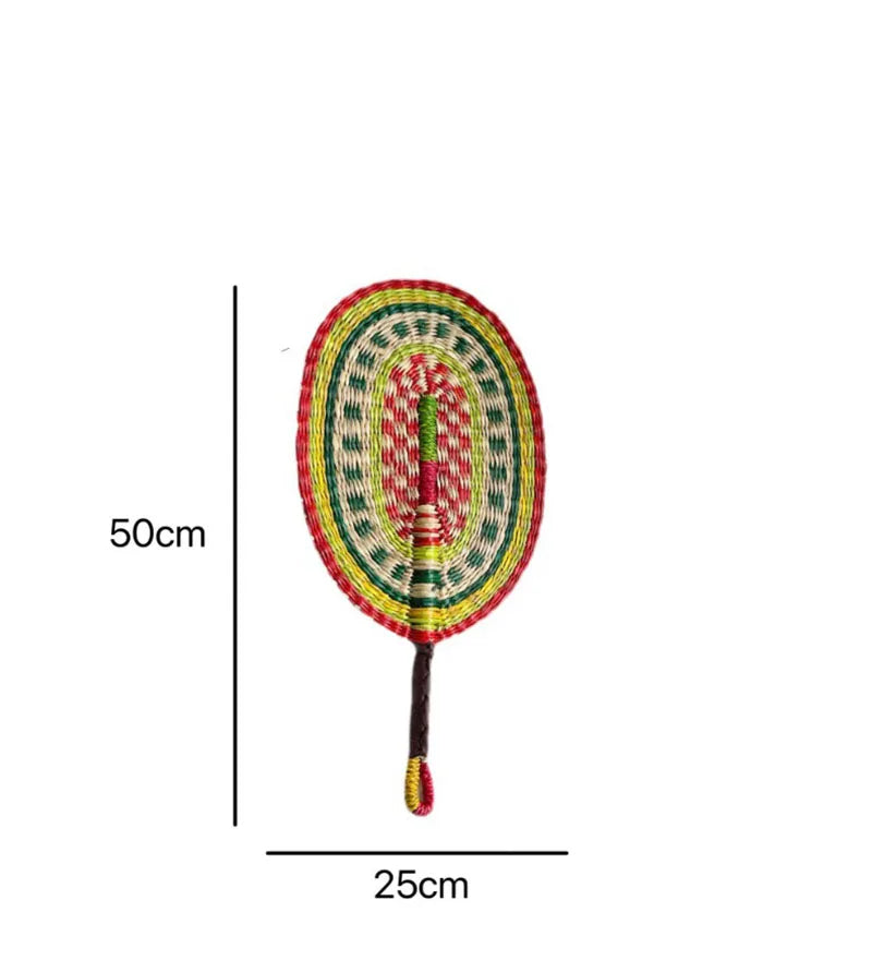Woven Straw Fan Summer Cooling Grass Handwoven Fan Handmade Fan Nordic Hanging Decorations For Bedroom Wedding Party Home Decors Oasis Select