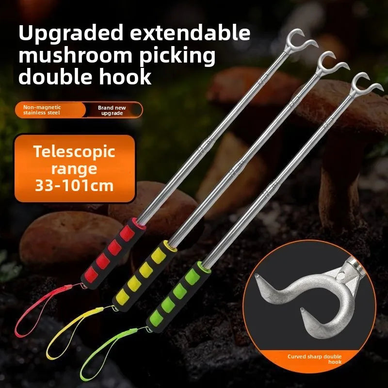 1-10PCTelescopic Mushroom Picking Tool Adjustable Foraging Rake for Wild Camping Hiking Portable Lightweight Outdoor Oasis Select