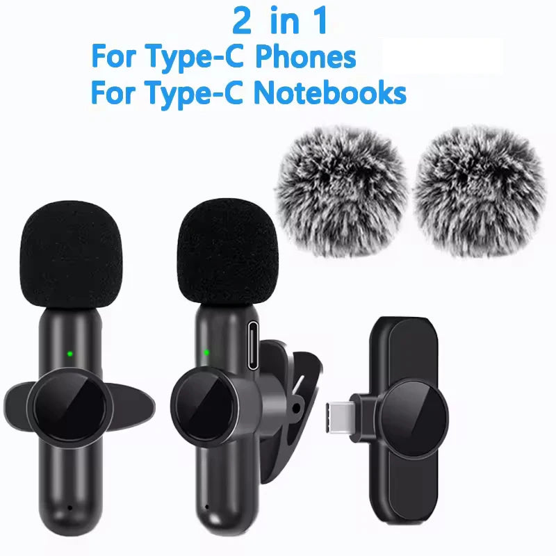 Wireless Dual Lavalier Mic Kit for iPhone, Android & PC