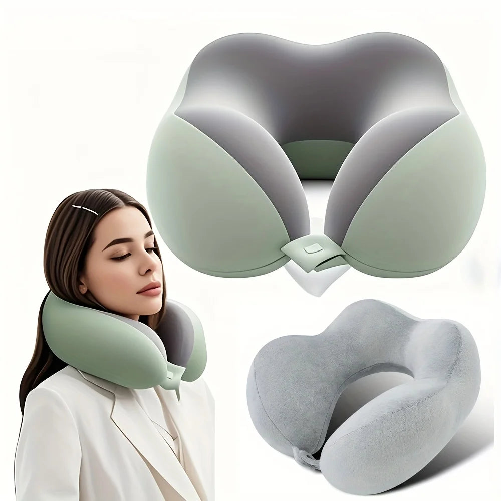 Portable Neck Pillow for Travel & Home Use Ergonomic Cervical Support Easy Storage Comfortable Sleep Slow Rebound Lightweight Oasis Select