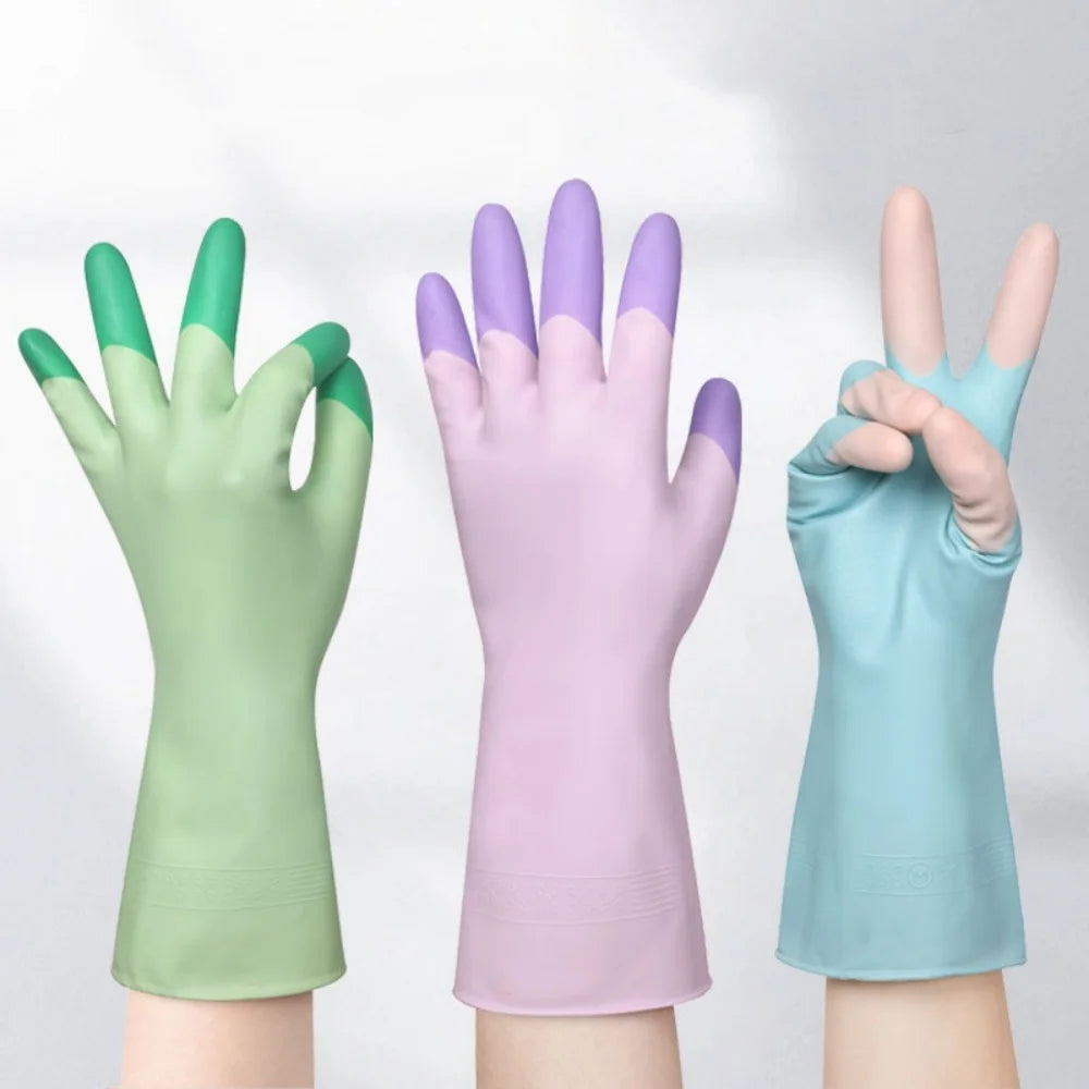Household Dishwashing Gloves Women Washing Clothes Waterproof Wear Resistant Rubber Gloves Kitchen Cleaning Tools Tools Oasis Select