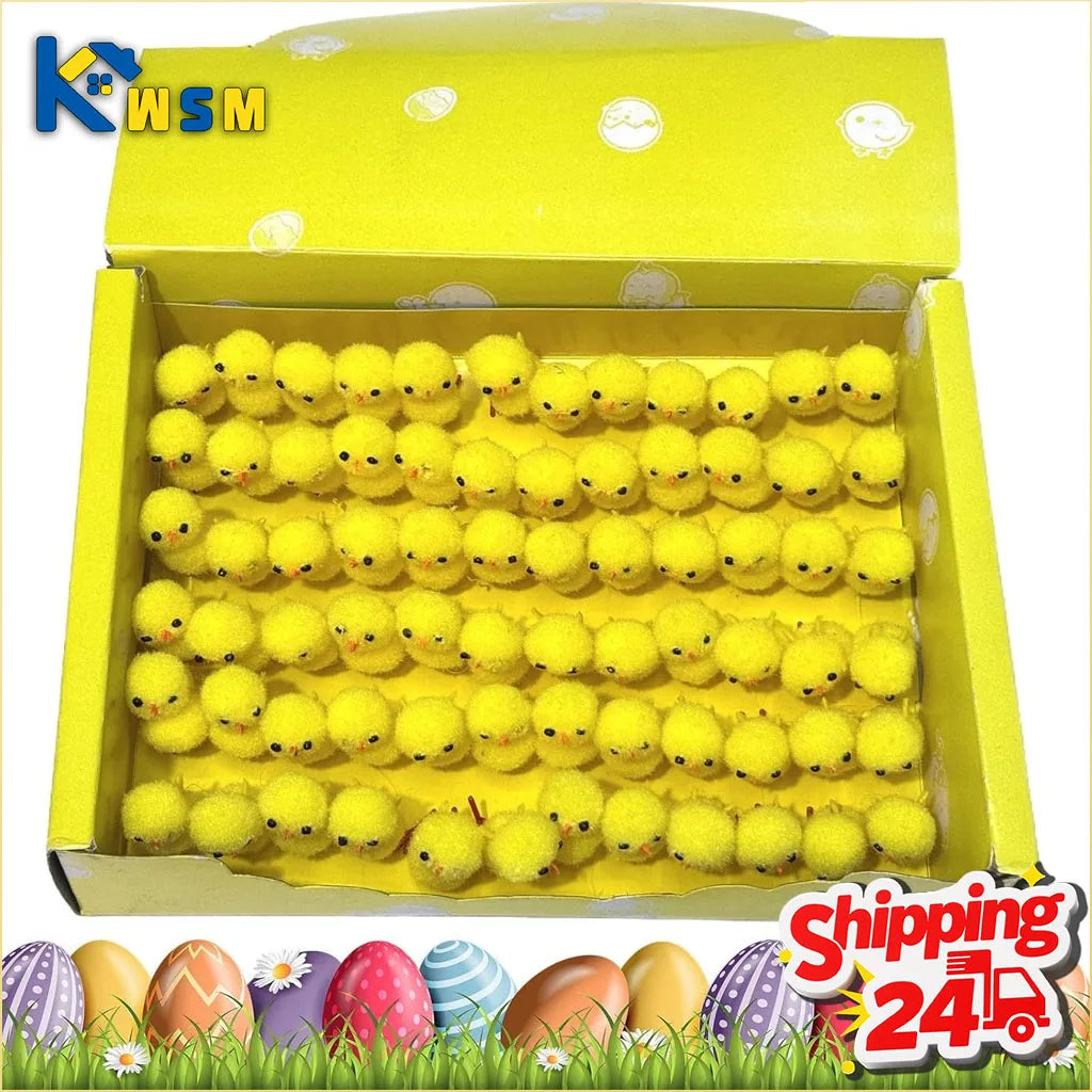 Mini Easter Chicks Flocked Figurines 24–216 PCS | Spring Decor