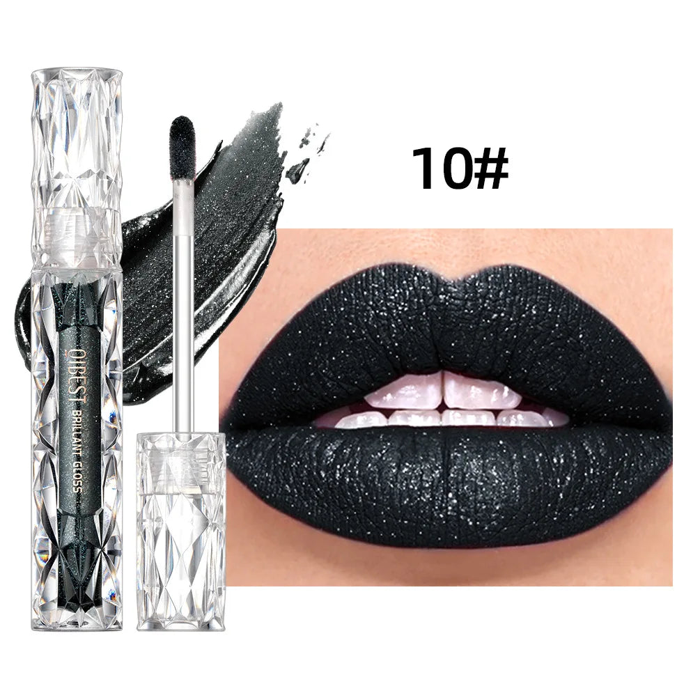 QiBest Diamond Shimmer Lip Gloss – 10 Colors Glitter Pearl Glaze Glitter Lip Gloss Oasis Select 10