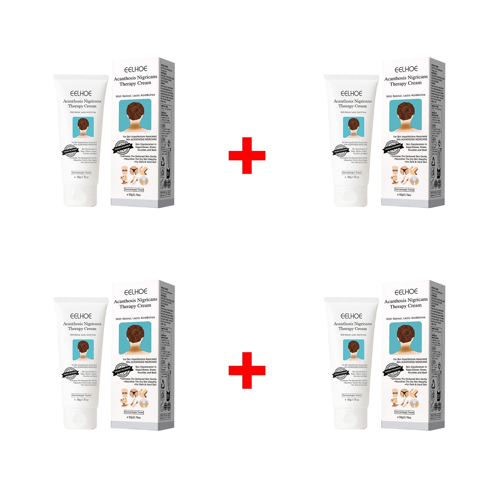 EELHOE Skin Brightening Whitening Cream – Neck, Elbow & Body Body Brightening Cream Oasis Select 4 X 50g boxed