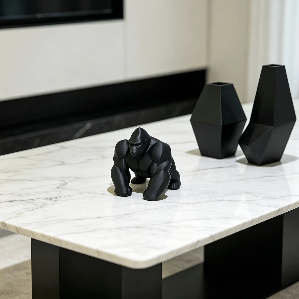 Minimalist Geometric Gorilla Figurine 3D Printing Ape Statue Tabletop Ornaments Modern Home Office Desk Decor Animal Decor Gifts Oasis Select