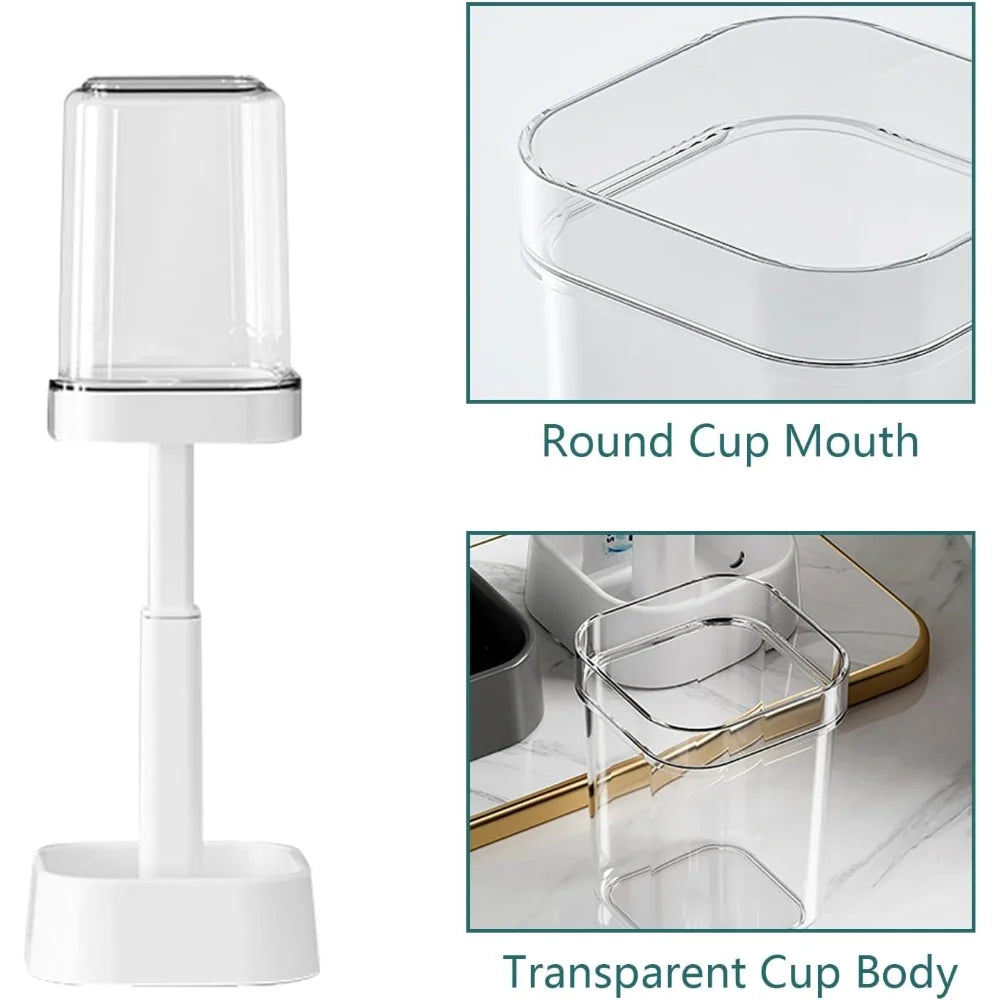 3in1 Countertop Toothbrush Station with Cover All-in-One Toothpaste Brush Holder for Bathroom Sink Easy-Clean Plastic Organizer Oasis Select