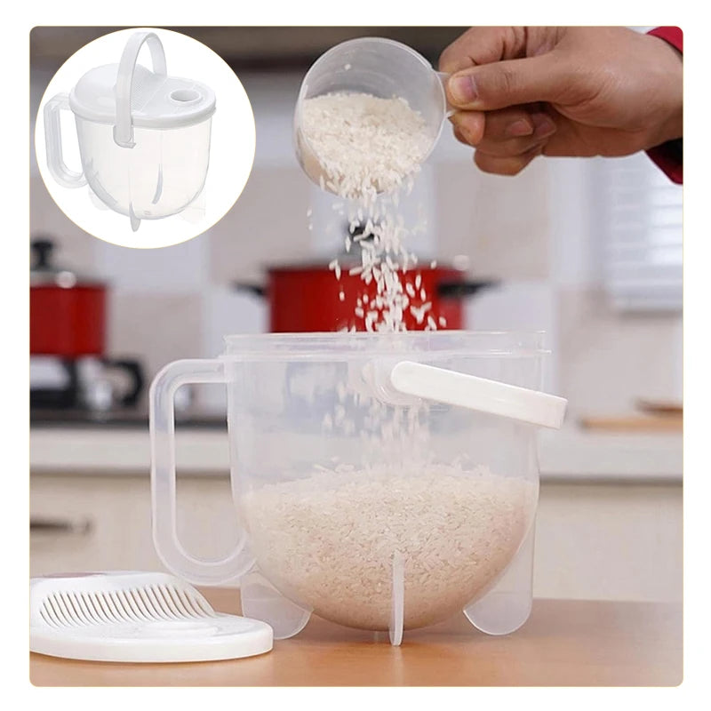 Rice Washer Hand-Free Washing Rice Basin Sieve Plastic Panning Basket With Draining Rinse Type Rice Cleaning Device Oasis Select