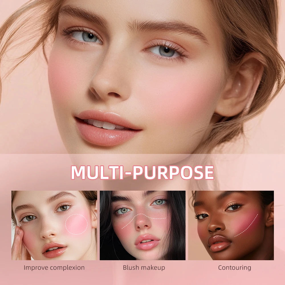 Lakerain Soft Face Blush Stick Girl Korean Style Brightening Dual-Use For Lip And Cheek Waterproof Cheek Blush Sponge Brush Head Oasis Select