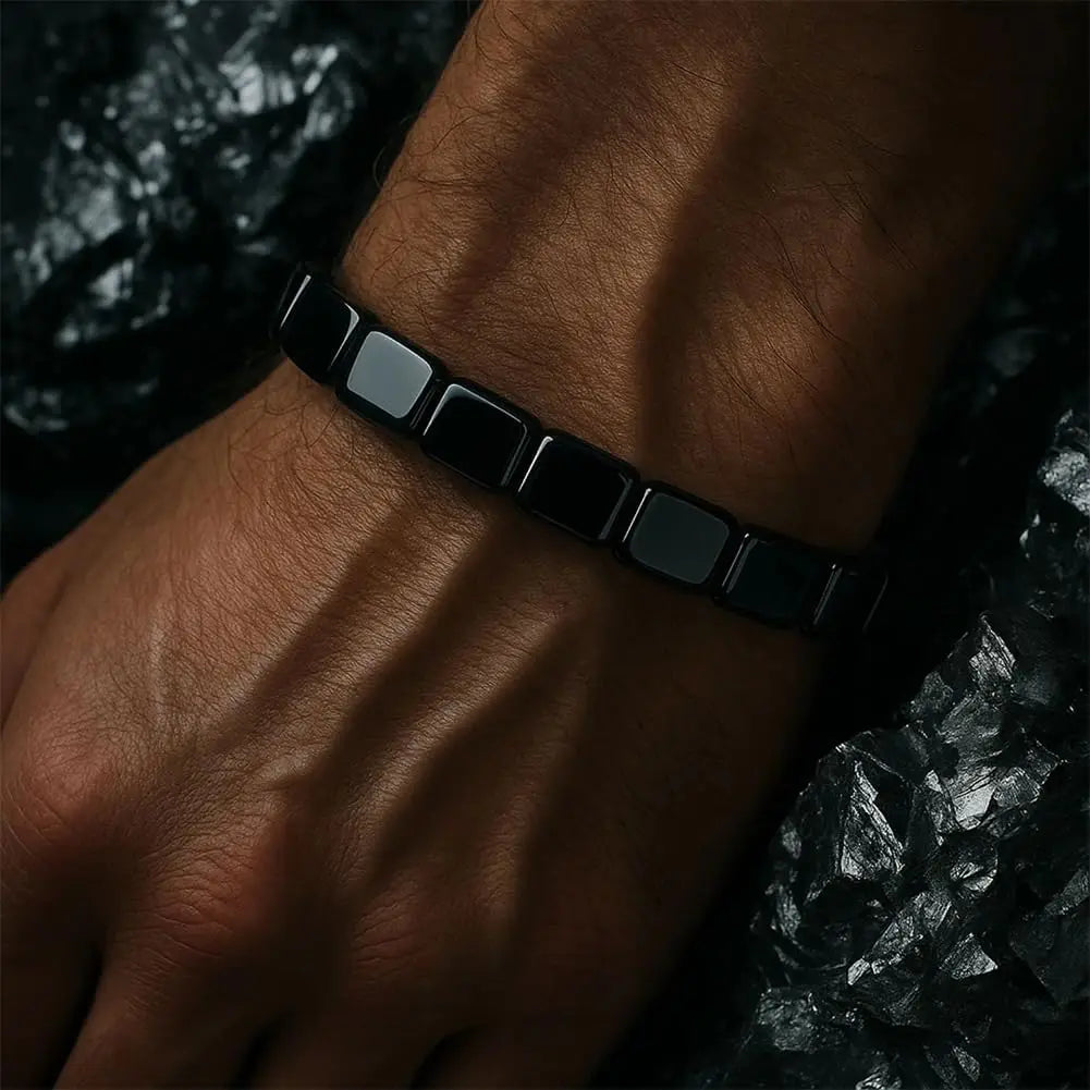 Hematite Black Obsidian Beaded Stretch Bracelet | Men & Women