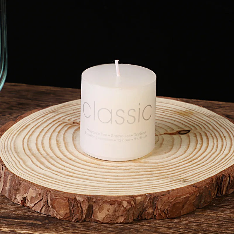 Classic European Ivory White Large Cylinder Candle Smokeless Tasteless Romantic Wedding Hotel Decoration Candle Holiday Supplies Oasis Select 5cm x 5cm