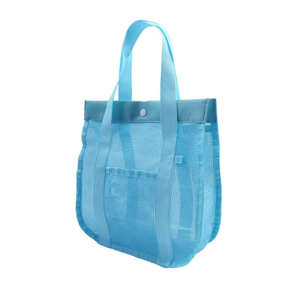 Bath Bag Large Capacity Mesh Beach Bag Visible Breathable Mesh Handbag Portable Quick Dry Swimming Washbag Shower Oasis Select Blue L