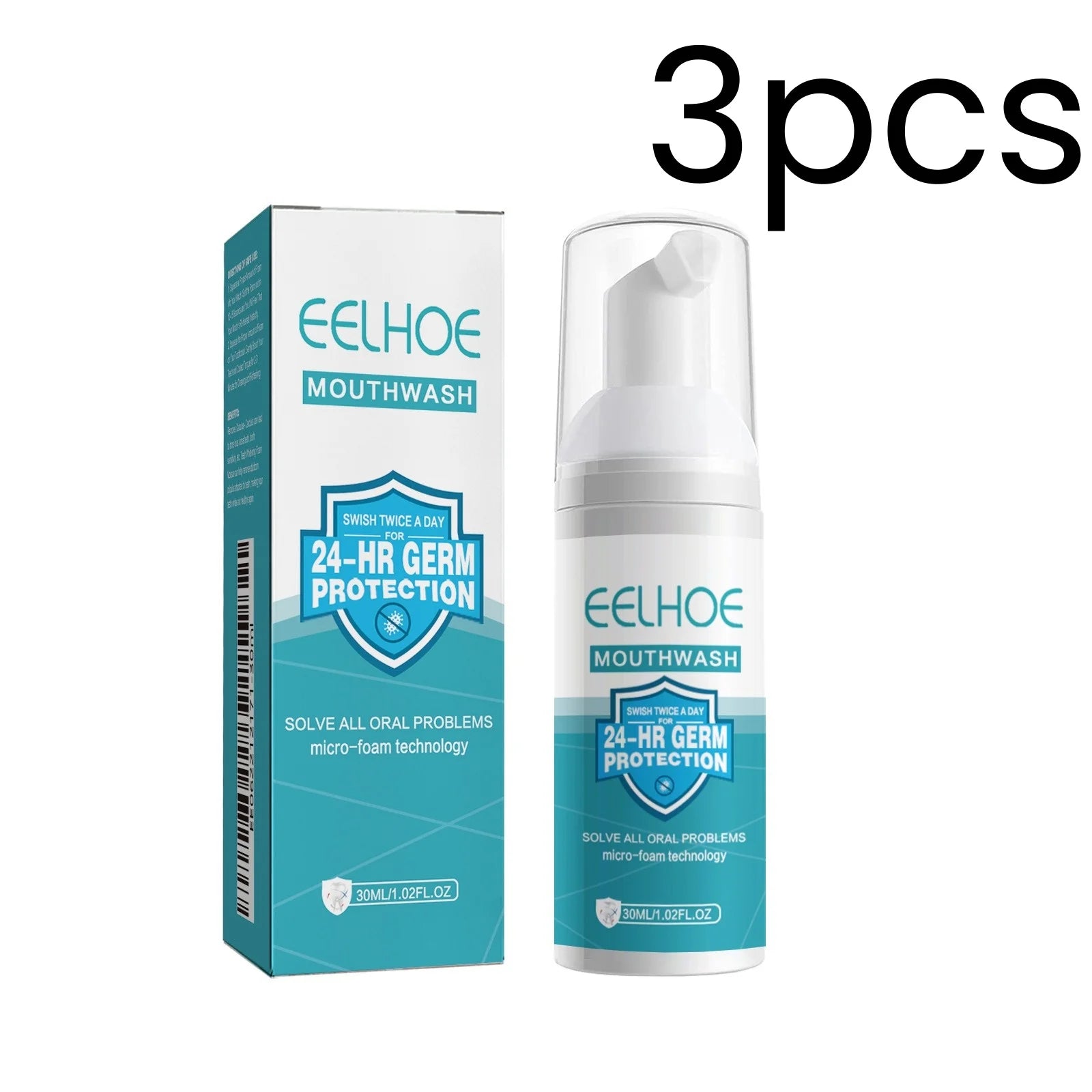 EELHOE Foam Mouthwash – Plaque, Bad Breath & Gum Care 30ml Foam Mouthwash Oasis Select 3pcs One Unit adults