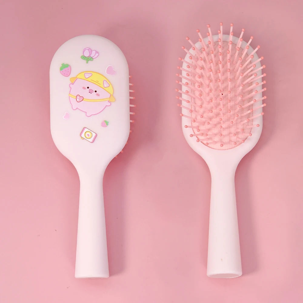 Cute Pig Air Cushion Massage Comb – Wet & Dry Hair Detangler Air Cushion Hair Comb Oasis Select UV3141mdeb-pink-02