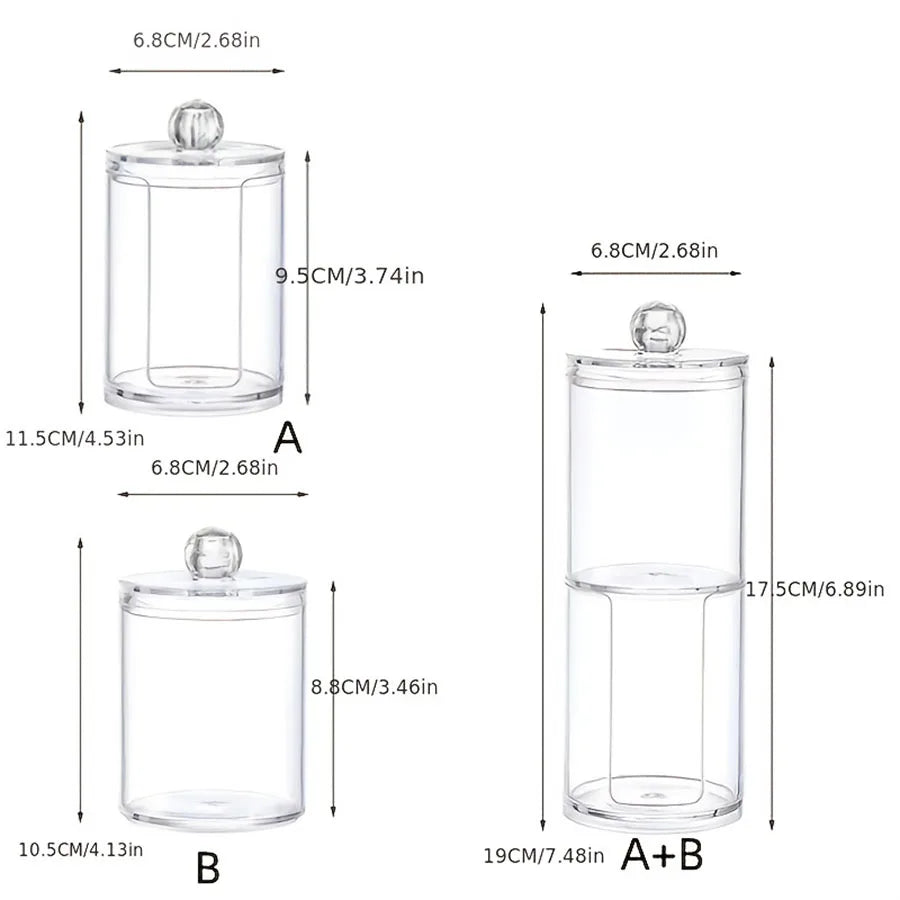 Transparent Stackable Acrylic Cotton Pad Holder, 2 In 1 Cotton Pad Storage, Upper and lower combined storage box Oasis Select
