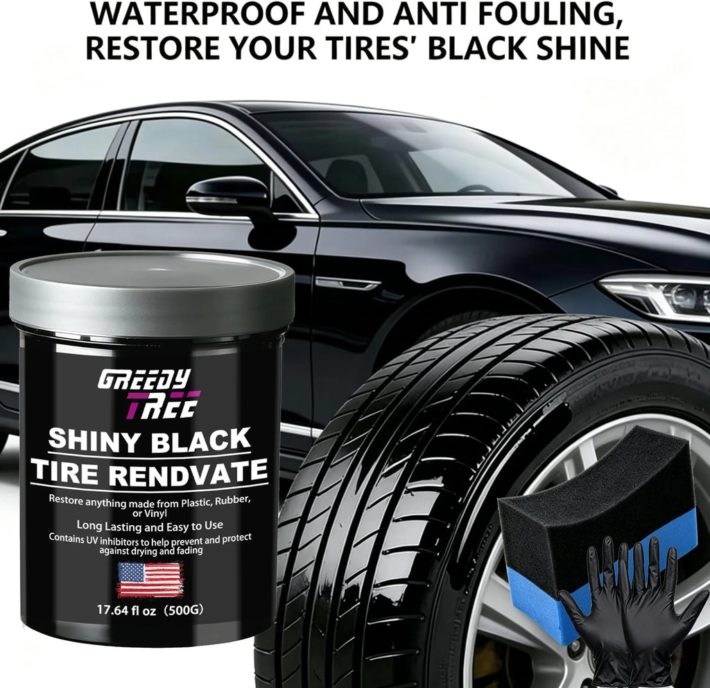 Tire Shine Kit – UV Protection Tire Dressing with Applicator Sponge