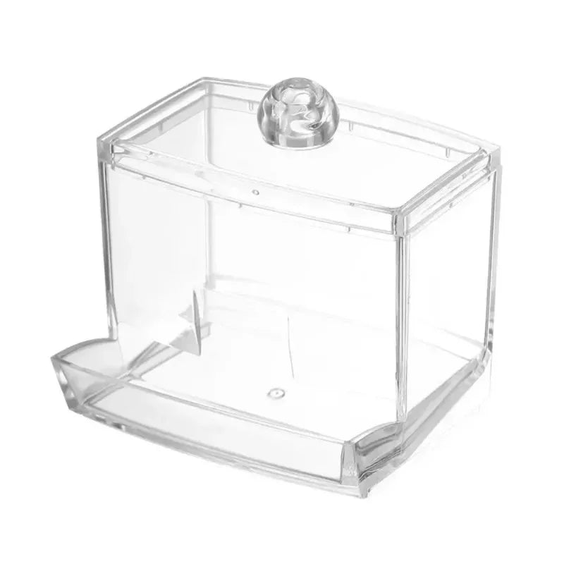 Transparent Acrylic Covered Storage Vessel Cosmetic Sorting Container Sealed Cotton Swab Facial Pad Keeper Tidy Vanity Accessory Oasis Select