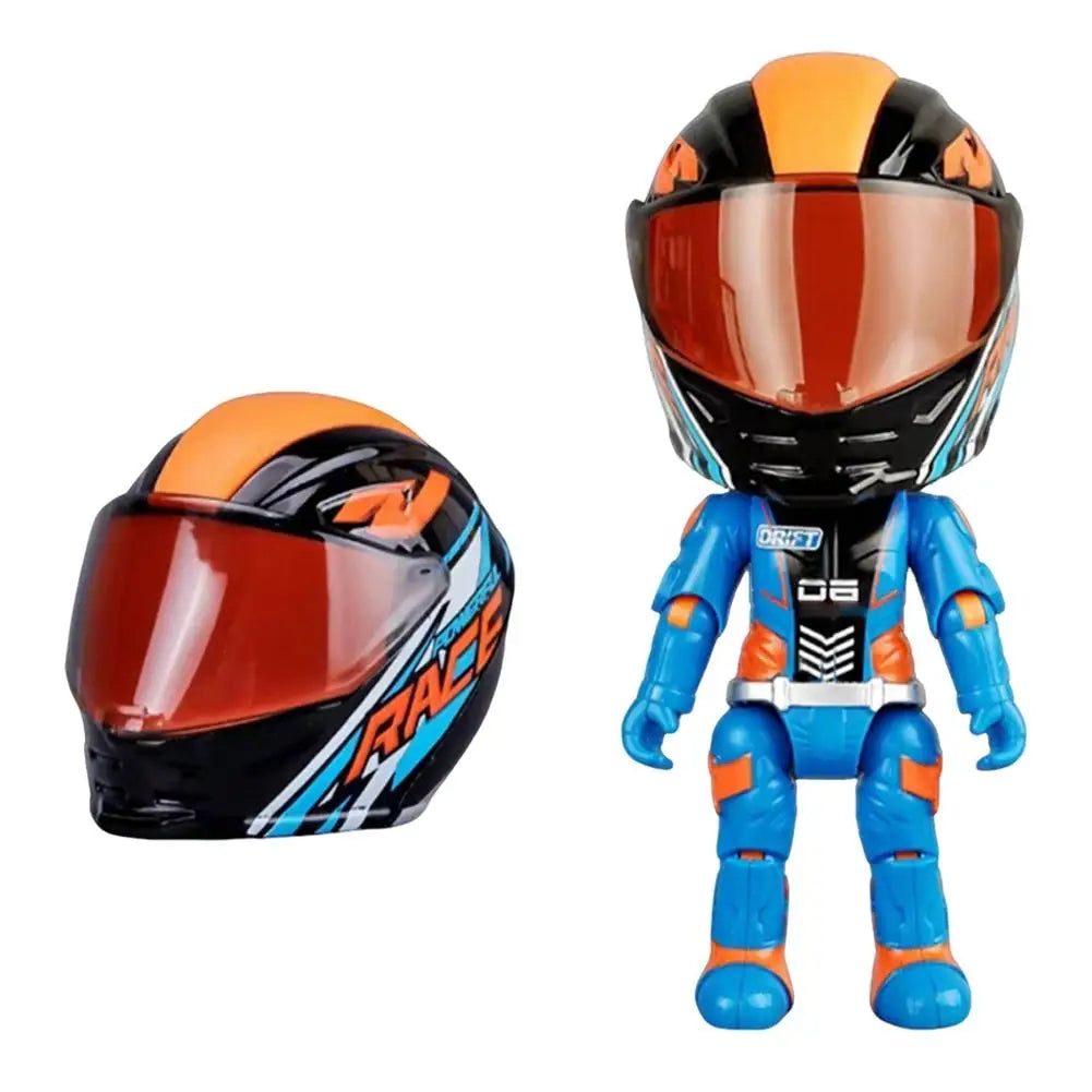 Motorcycle Rider Figurine Deformable Helmet Racing Driver Decoration Figurine Figurine Desktop Ornament Model Children's Gift Oasis Select blue