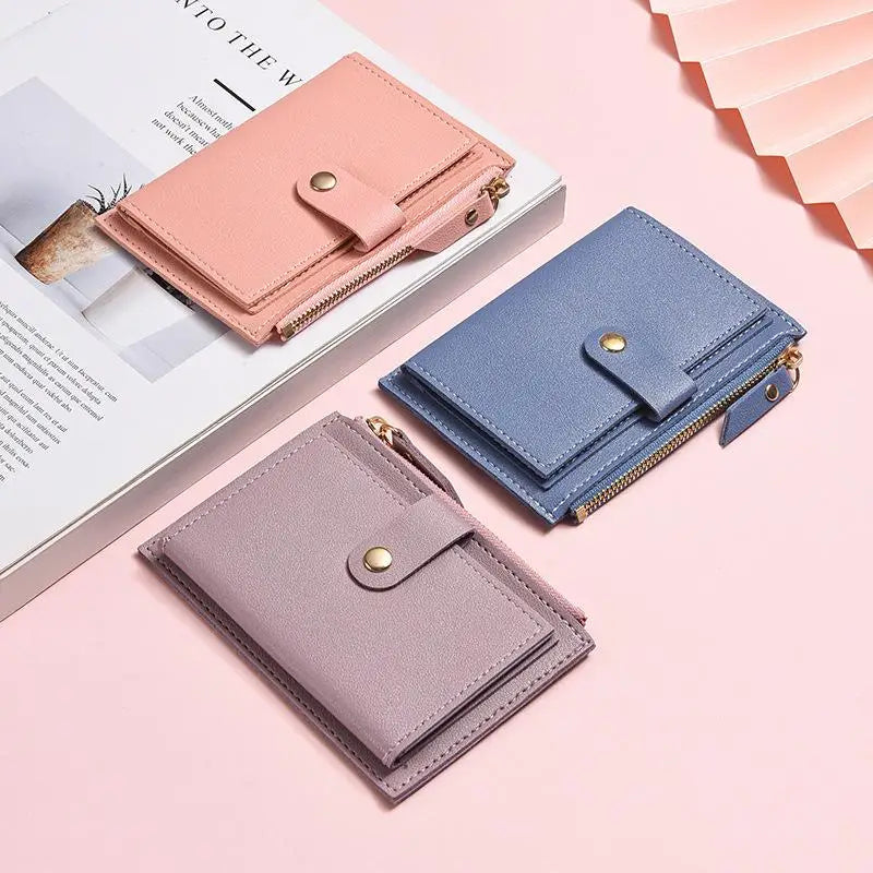 Women's Slim PU Leather Card Holder Wallet | Mini Zipper Purse Card Holder Wallet Oasis Select