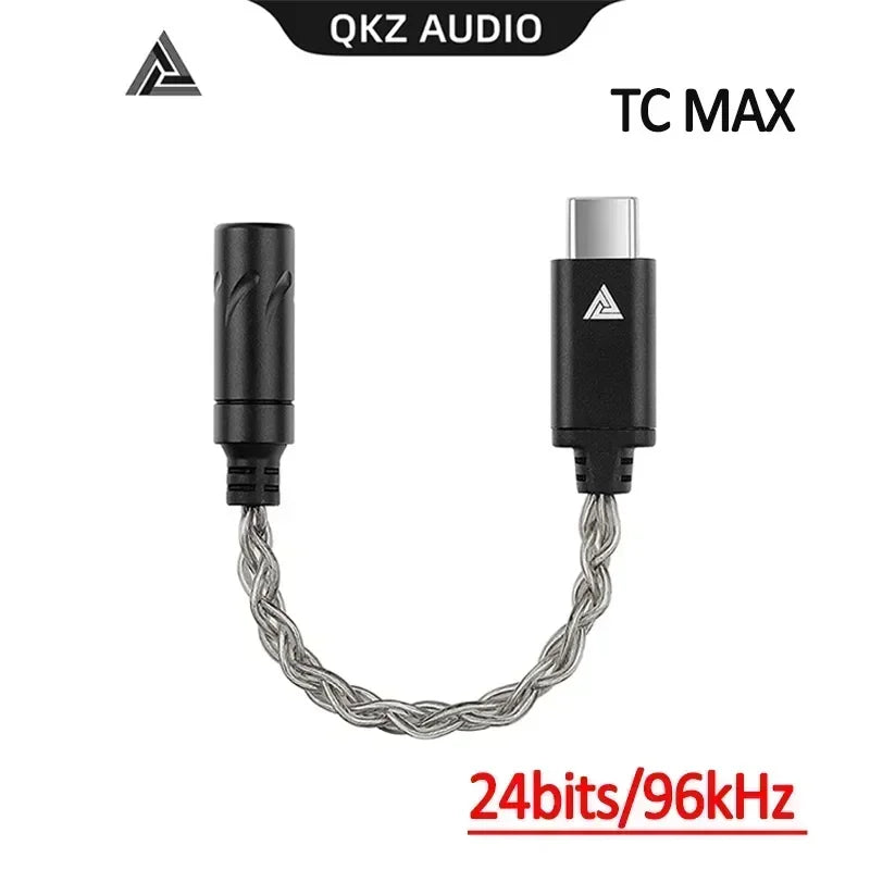 QKZ TC-MAX Pro HiFi DAC USB Type C To 3.5mm Headphone Amplifier Audio Decoder IEM AMP Mobile Phone Adapter CX31993 32bits/384kHz Oasis Select A <=0.5m