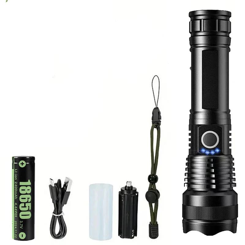 USB Rechargeable LED Flashlights High Lumens Super Bright Tactical Handheld Flash Light Zoomable,Waterproof Emergency Lantern Oasis Select 18650 battery no box
