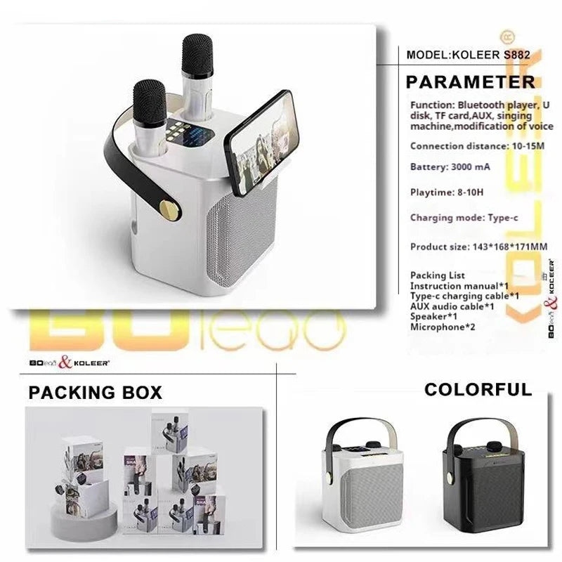 AyeBeau 100W Karaoke Bluetooth Speaker + 2 Wireless Mics