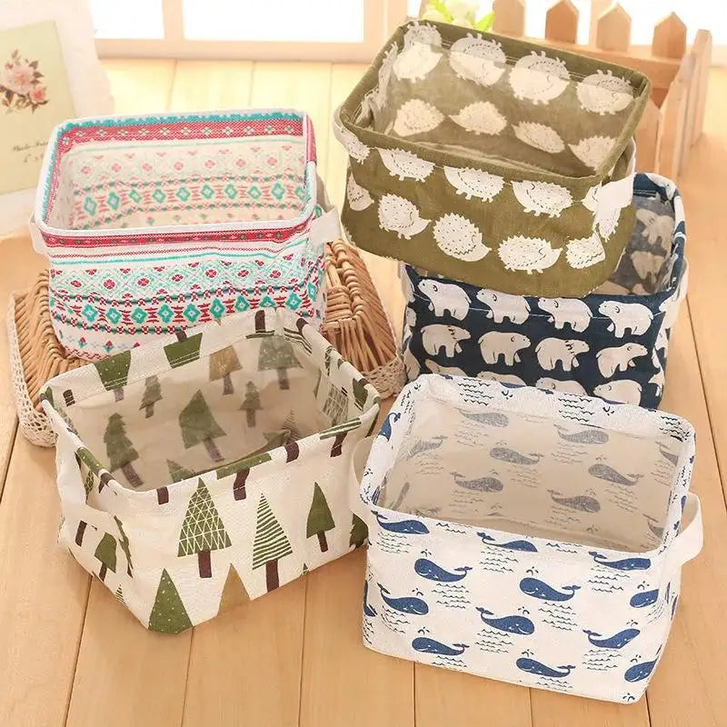 Cotton Linen Waterproof Desktop Storage Box & Organizer