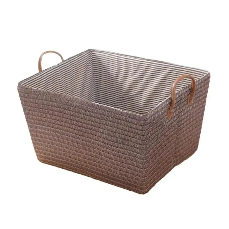 Household Japanese-style Foldable Rattan-like Woven Dirty Clothes Storage Basket Toy Tabletop Straw Basket For Snacks Oasis Select Brown