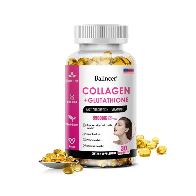 Glutathione Collagen Supplement, Antioxidant Whitening Capsules, Skin Health Deep Nourishment Skin Oasis Select 30 count-1 bottle