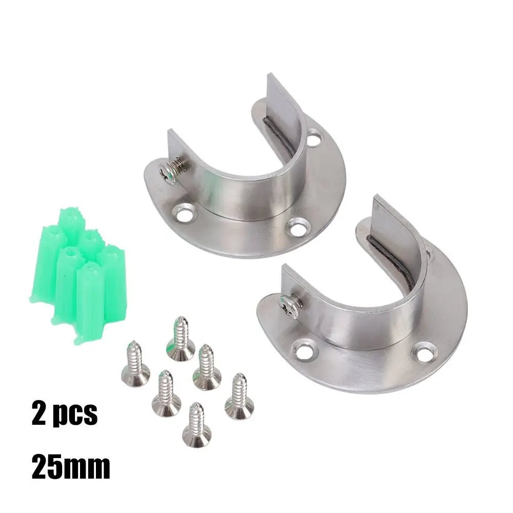 Stainless Steel Closet Rod Brackets Flange Seat Set of 2