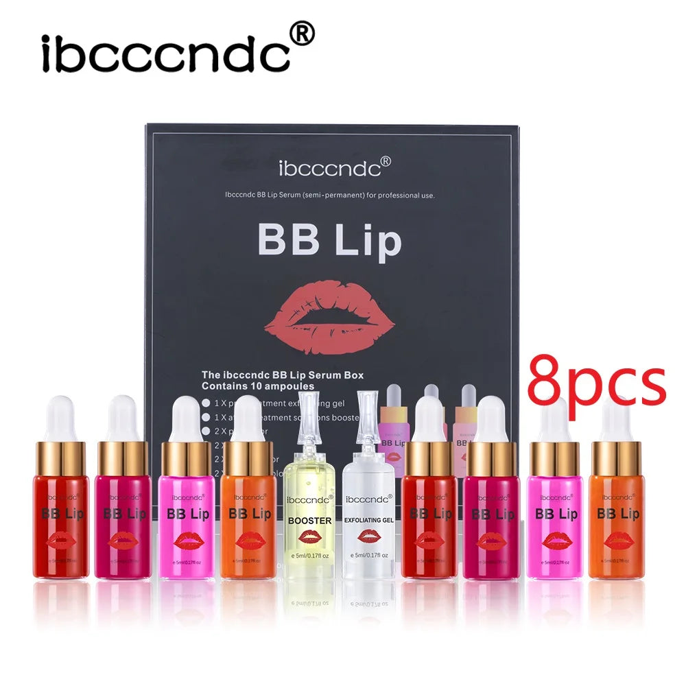 BB Lips Ampoule Serum Starter Set Semi-Permanent BB Lip Gloss Tinted Pigment Lasting Moisturizing For Lip Care Korea Glow Oasis Select 8 box